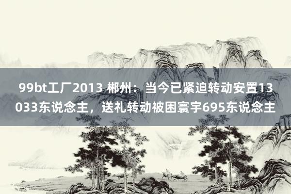 99bt工厂2013 郴州：当今已紧迫转动安置13033东说念主，送礼转动被困寰宇695东说念主