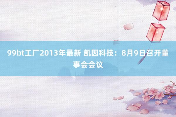 99bt工厂2013年最新 凯因科技：8月9日召开董事会会议