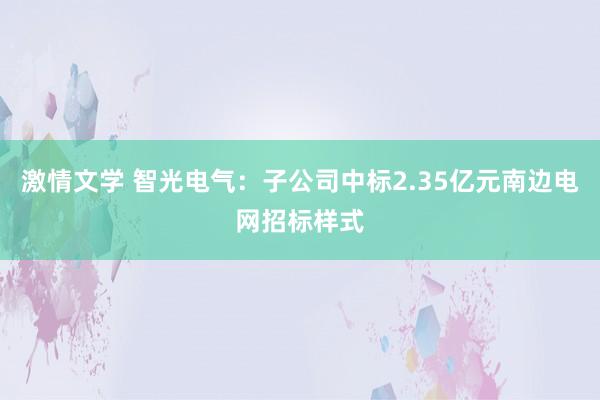 激情文学 智光电气：子公司中标2.35亿元南边电网招标样式