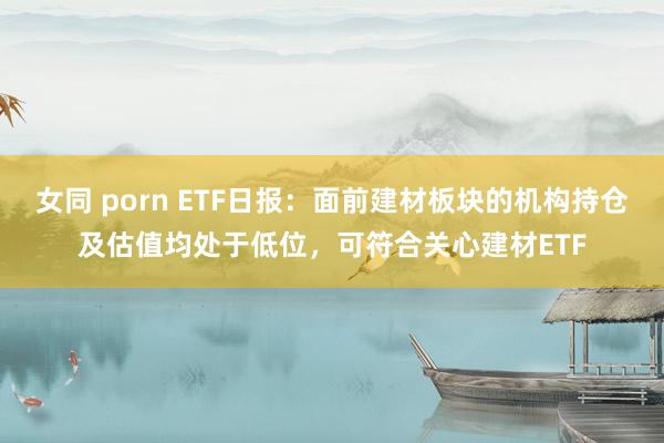 女同 porn ETF日报：面前建材板块的机构持仓及估值均处于低位，可符合关心建材ETF