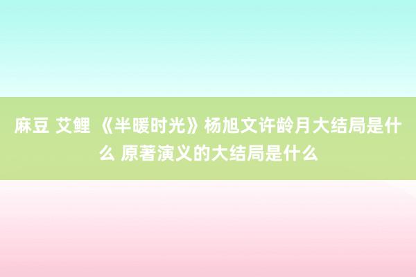 麻豆 艾鲤 《半暖时光》杨旭文许龄月大结局是什么 原著演义的大结局是什么