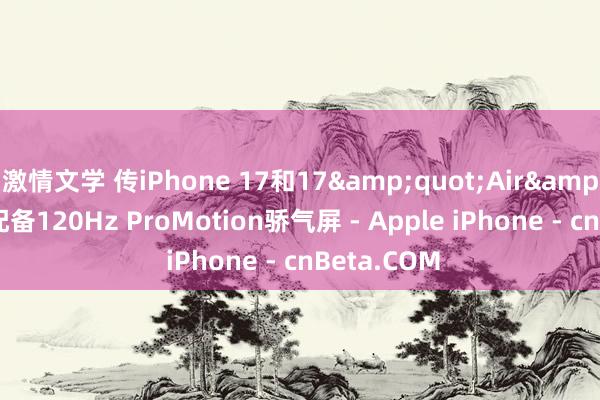 激情文学 传iPhone 17和17&quot;Air&quot;将配备120Hz ProMotion骄气屏 - Apple iPhone - cnBeta.COM