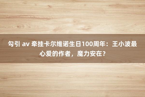 勾引 av 牵挂卡尔维诺生日100周年：王小波最心爱的作者，魔力安在？