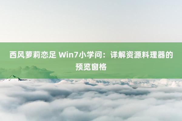 西风萝莉恋足 Win7小学问：详解资源料理器的预览窗格