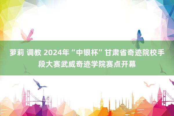 萝莉 调教 2024年“中银杯”甘肃省奇迹院校手段大赛武威奇迹学院赛点开幕